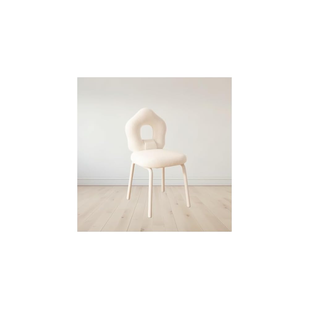 Swivel Vanity Chair with Star Backrest - Stylish Makeup Chair & Ottoman for Living Room/Dressing Room - Space-Saving Rotating Pink Dining Chair