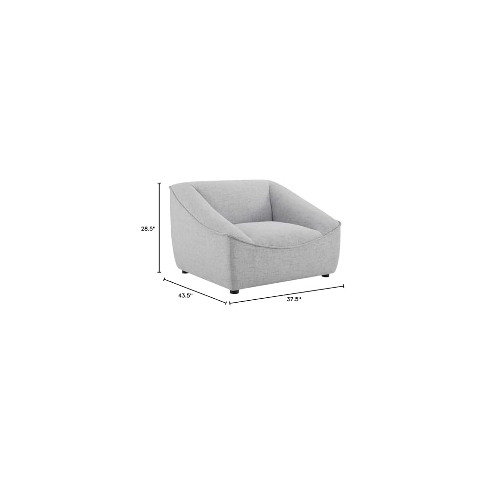 Modway Comprise Fabric Upholstered Sectional, Armchair, Light Gray