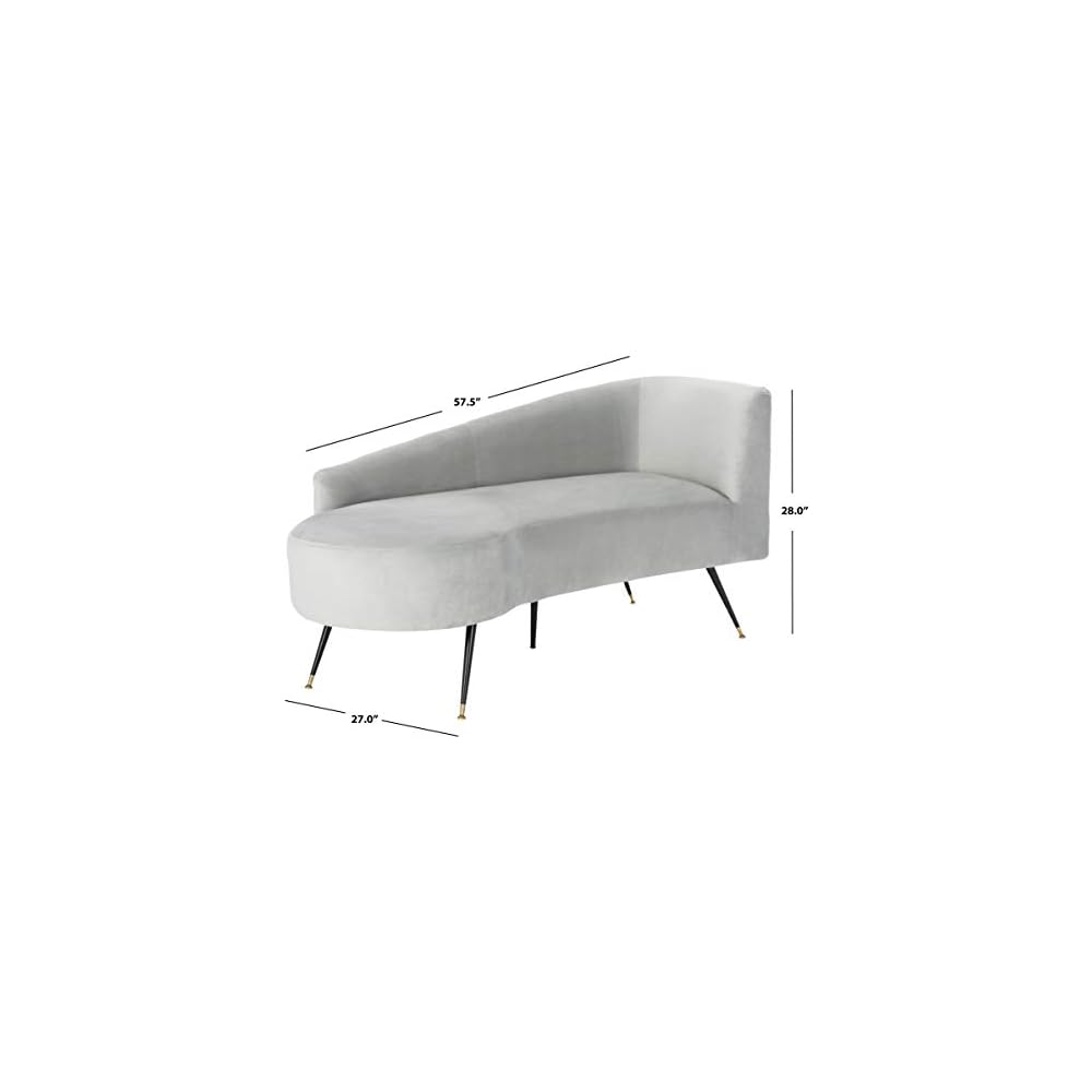 Safavieh Home Evangeline Glam Grey Velvet and Black Parisian Settee Loveseat