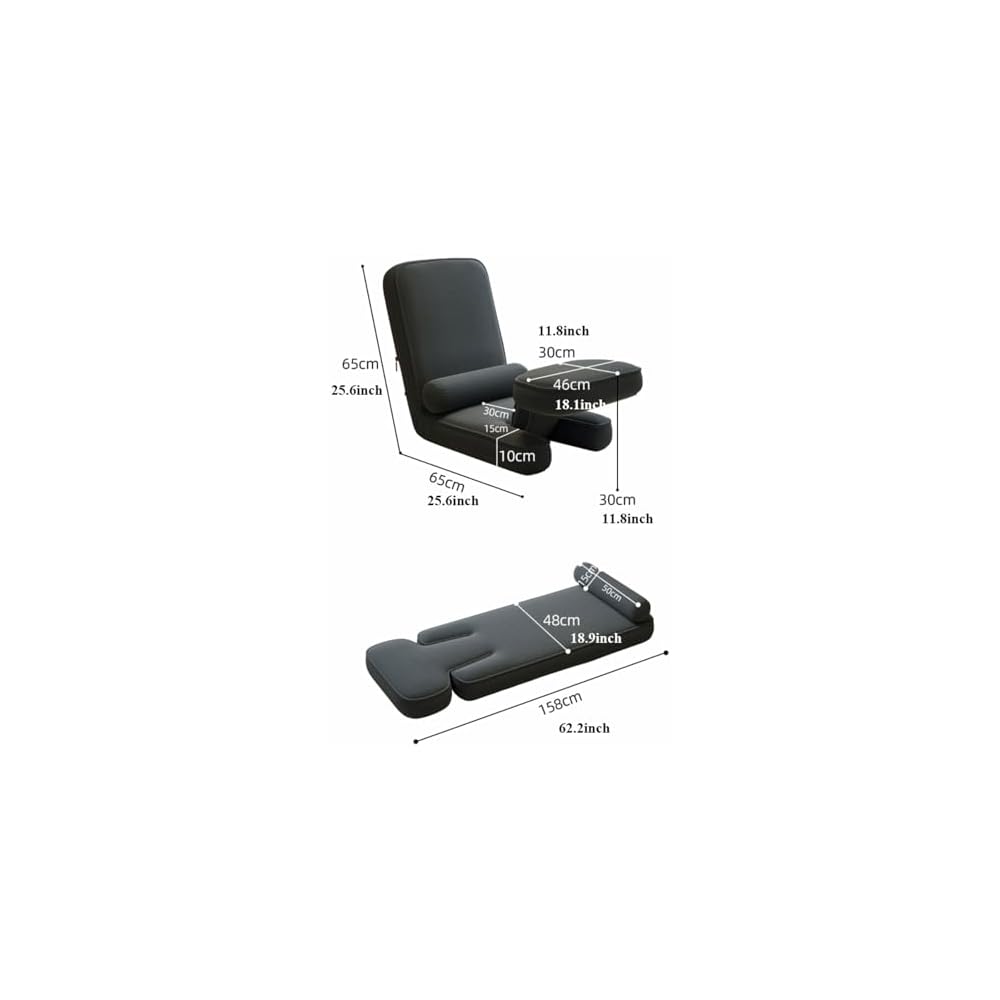 LSLYTQ Floor Chair, Foldable Dormitory Bedroom Bay Window Lazy Sofa Chair, Computer Chair, Ergonomic Chair Backrest Chair, with Adjustable Back Support and Little Table Meditation Chair