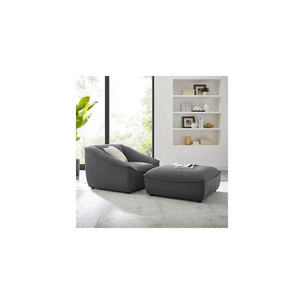 Modway Comprise Fabric Upholstered Sectional, Armchair, Light Gray