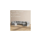 Anabei Modular Washable 6-Seater Open-Ends U-Sectional in Ash | Deluxe+ Seat | Cloud Pillow