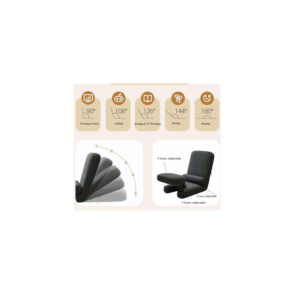 LSLYTQ Floor Chair, Foldable Dormitory Bedroom Bay Window Lazy Sofa Chair, Computer Chair, Ergonomic Chair Backrest Chair, with Adjustable Back Support and Little Table Meditation Chair