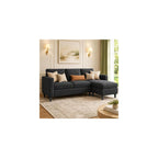 JAMFLY 3-Seat Reversible Sectional Sofa with Ottoman, Small Couch, Grey