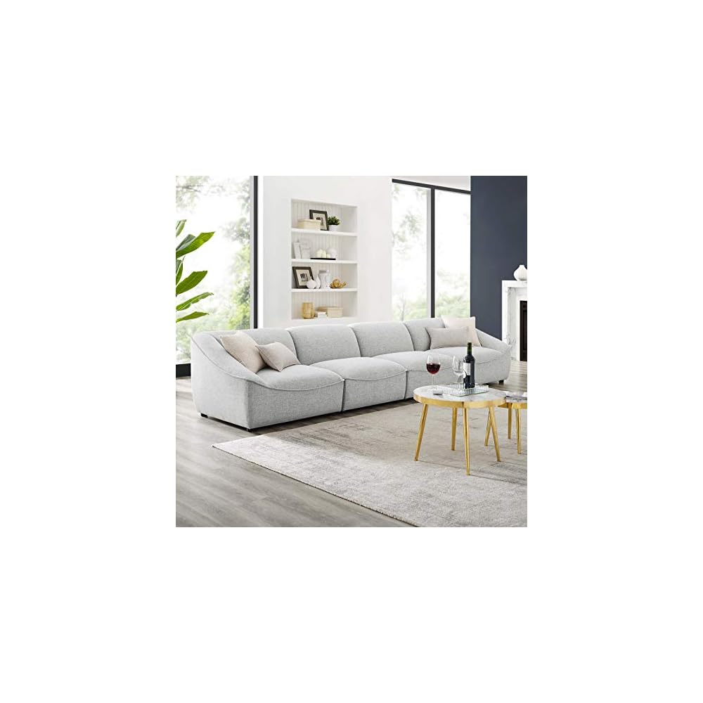 Modway Comprise Fabric Upholstered Sectional, Armchair, Light Gray