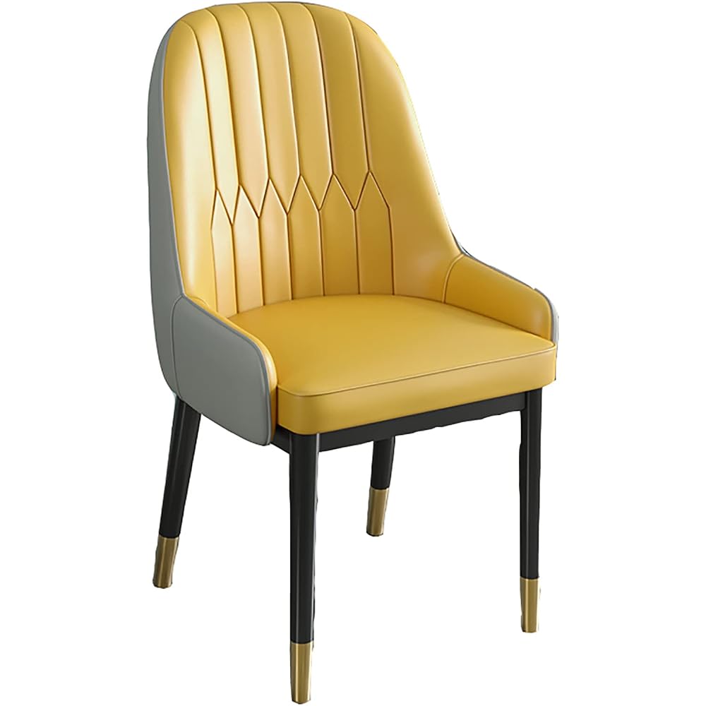 Accent Chair Contemporary Lounge Living Room Chair High Back Comfortable Extra-Thick Seat Pu Leather Sponge Home Office Bedroom Sofa (Yellow)