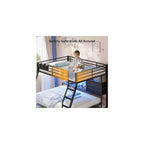BTHFST Full Over Full Bunk Beds with Charging Station & LED Lights, Black