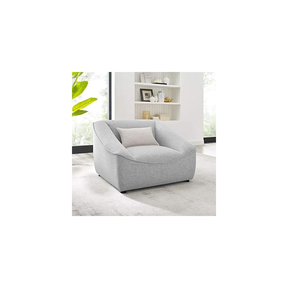 Modway Comprise Fabric Upholstered Sectional, Armchair, Light Gray