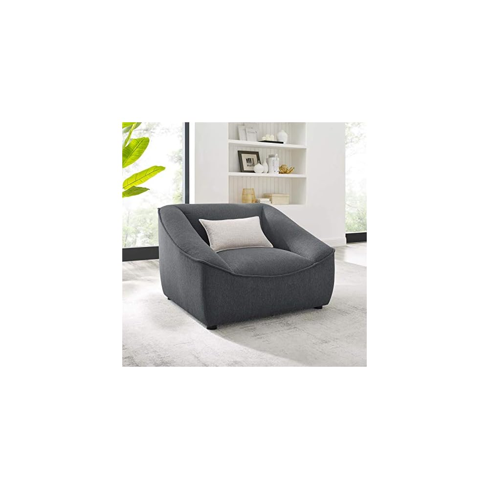 Modway Comprise Fabric Upholstered Sectional, Armchair, Light Gray