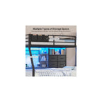 BTHFST Full Over Full Bunk Beds with Charging Station & LED Lights, Black