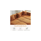 VANOMi 109.84" Modular Sectional Sofa with Pillows, 5-Seater, Boucle Curry