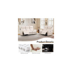 Bonzy Home Recliner Sofa Set, Electric Reclining Couch with USB & Type-C Port, Overstuffed Backrest for Living Room, 3 Seater Sofa (Off White)