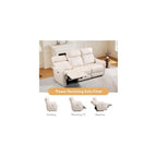Bonzy Home Recliner Sofa Set, Electric Reclining Couch with USB & Type-C Port, Overstuffed Backrest for Living Room, 3 Seater Sofa (Off White)