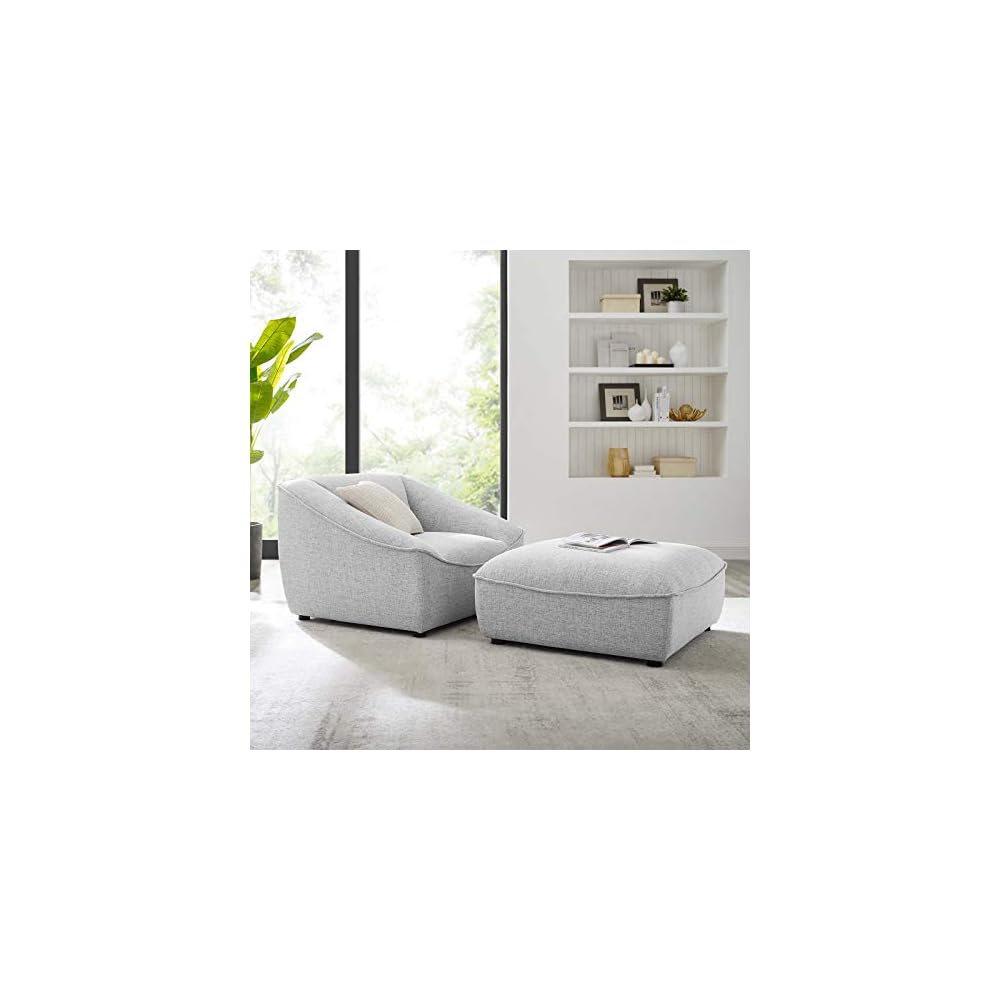 Modway Comprise Fabric Upholstered Sectional, Armchair, Light Gray