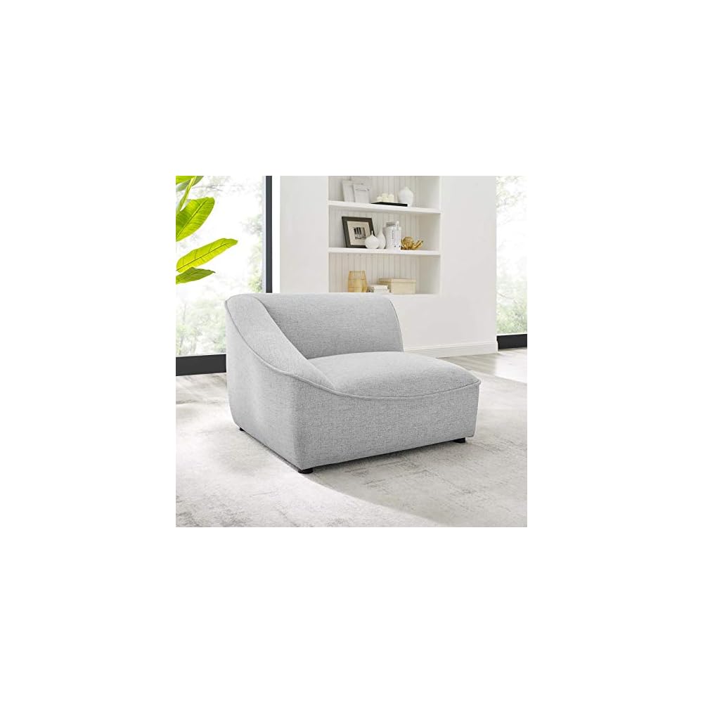 Modway Comprise Fabric Upholstered Sectional, Armchair, Light Gray