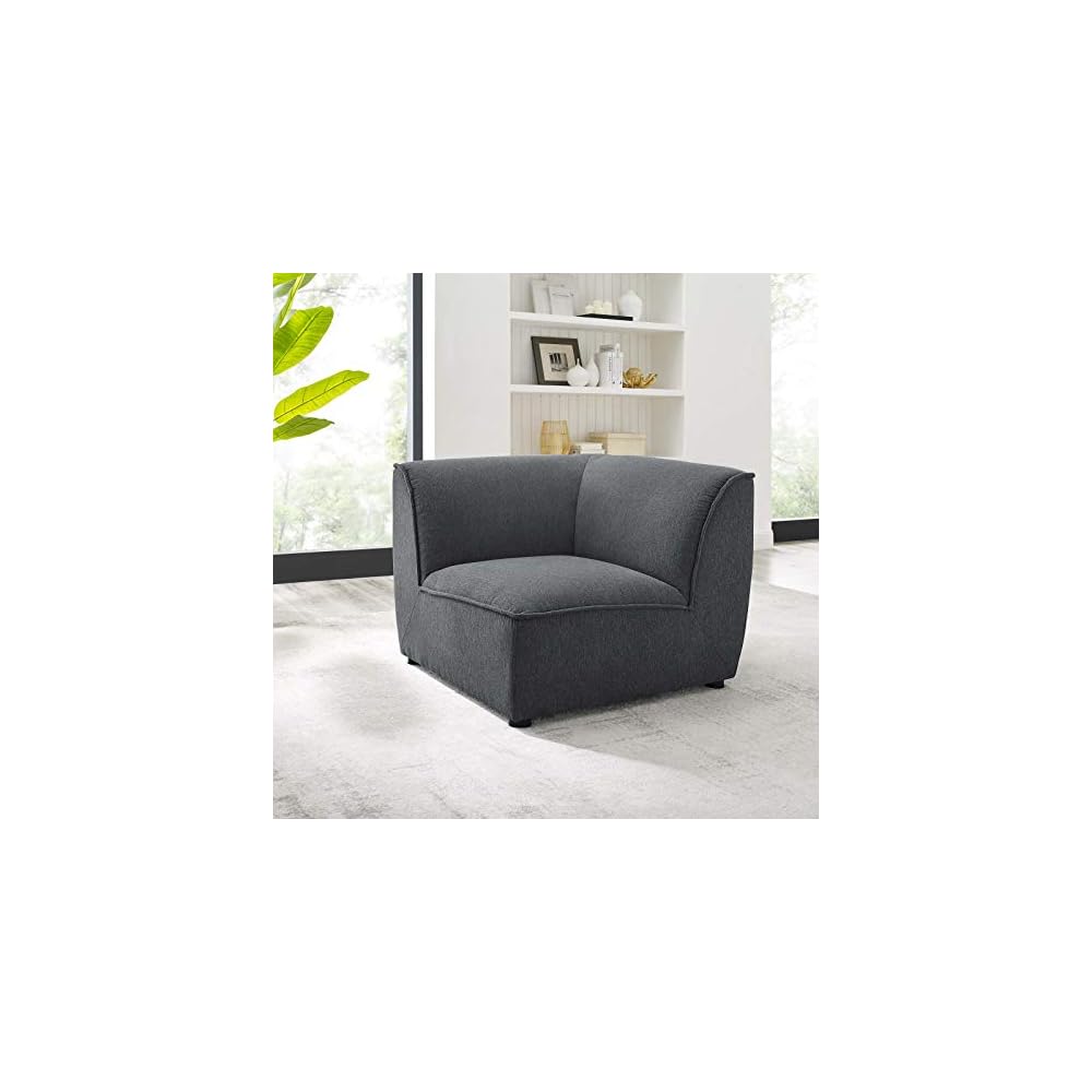 Modway Comprise Fabric Upholstered Sectional, Armchair, Light Gray