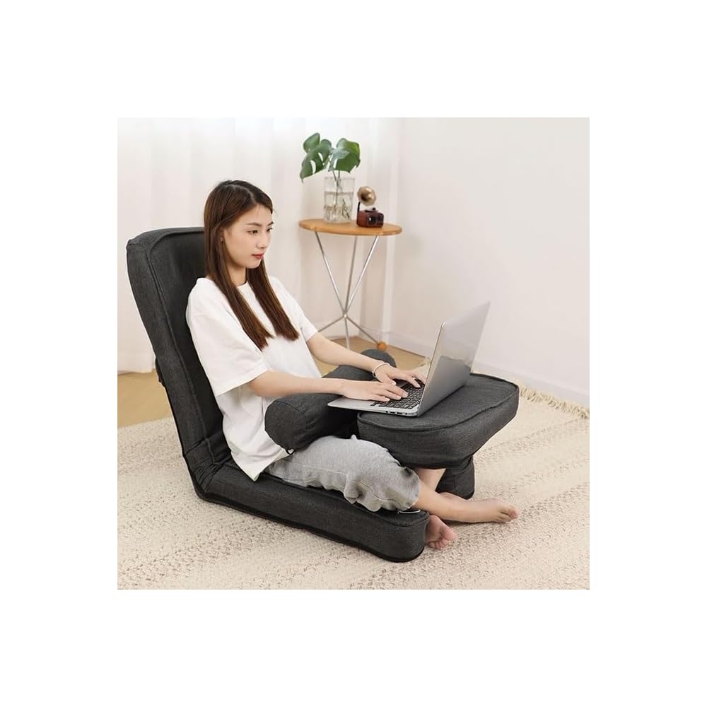 LSLYTQ Floor Chair, Foldable Dormitory Bedroom Bay Window Lazy Sofa Chair, Computer Chair, Ergonomic Chair Backrest Chair, with Adjustable Back Support and Little Table Meditation Chair