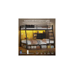 BTHFST Full Over Full Bunk Beds with Charging Station & LED Lights, Black