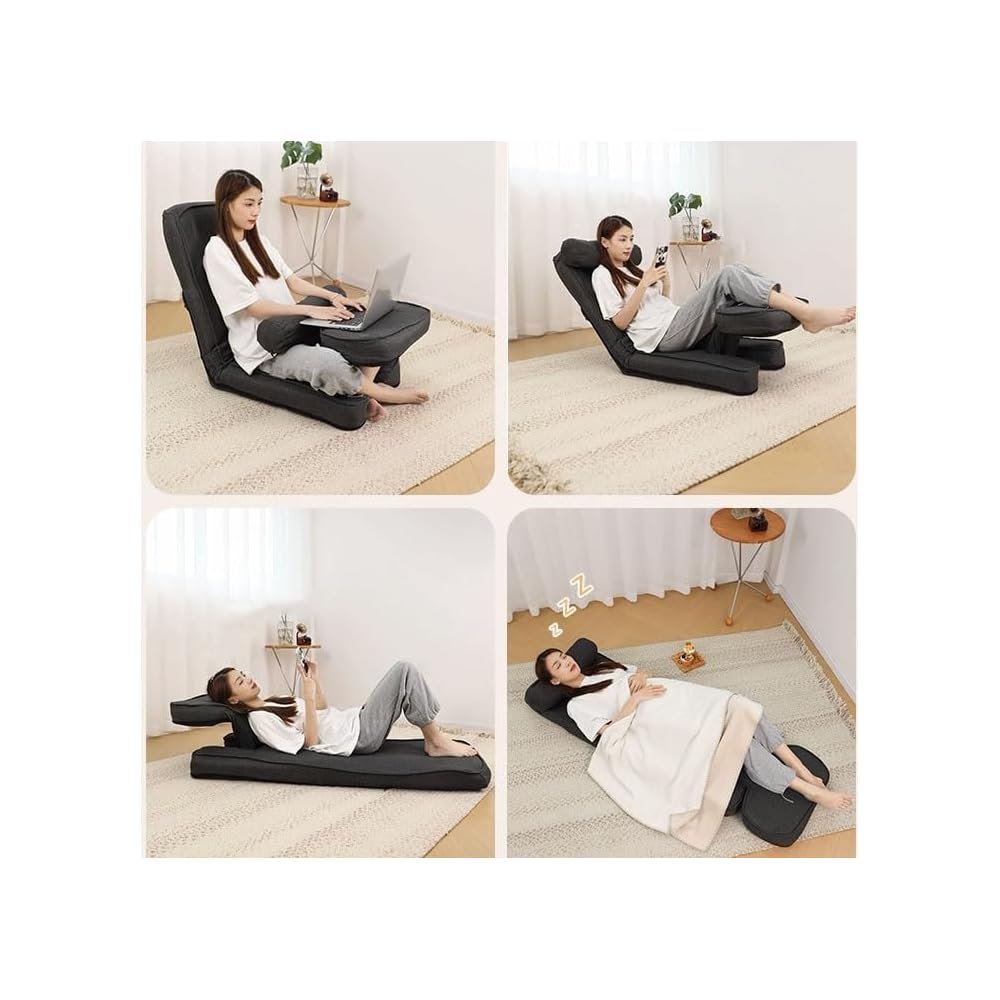 LSLYTQ Floor Chair, Foldable Dormitory Bedroom Bay Window Lazy Sofa Chair, Computer Chair, Ergonomic Chair Backrest Chair, with Adjustable Back Support and Little Table Meditation Chair