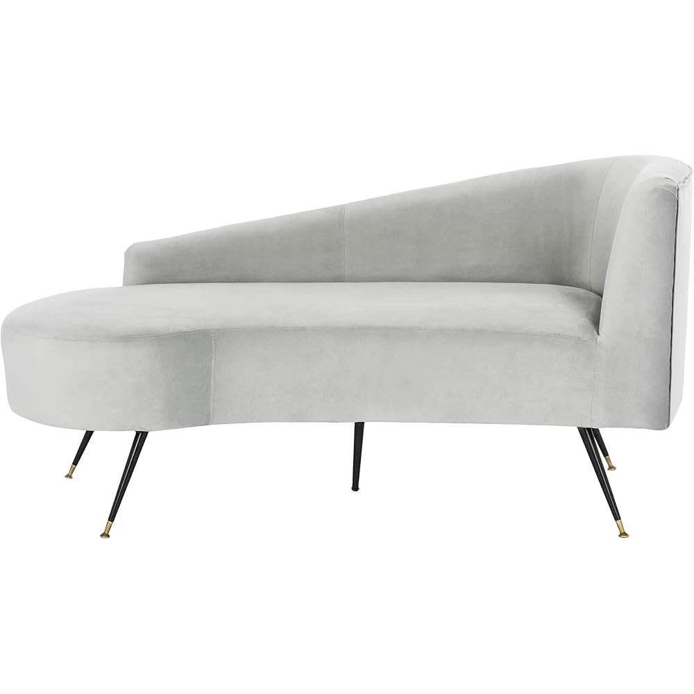 Safavieh Home Evangeline Glam Grey Velvet and Black Parisian Settee Loveseat