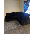 Belffin Corduroy Sleeper Sofa Bed with Storage Chaise Modular Sectional Sofa Couch with Pull Out Bed L Shaped Sectional Couches for Living Room Black Couch