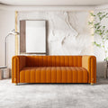 Modern Velvet Loveseat Sofa Couch for Living Room, 82" Comfy Upholstered 3 Seater Sofa Couch with Gold Metal Legs, Luxury Sectional Sofa for Bedroom Office Apartment (Orange, 3 Seater)