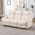 Bonzy Home Recliner Sofa Set, Electric Reclining Couch with USB & Type-C Port, Overstuffed Backrest for Living Room, 3 Seater Sofa (Off White)