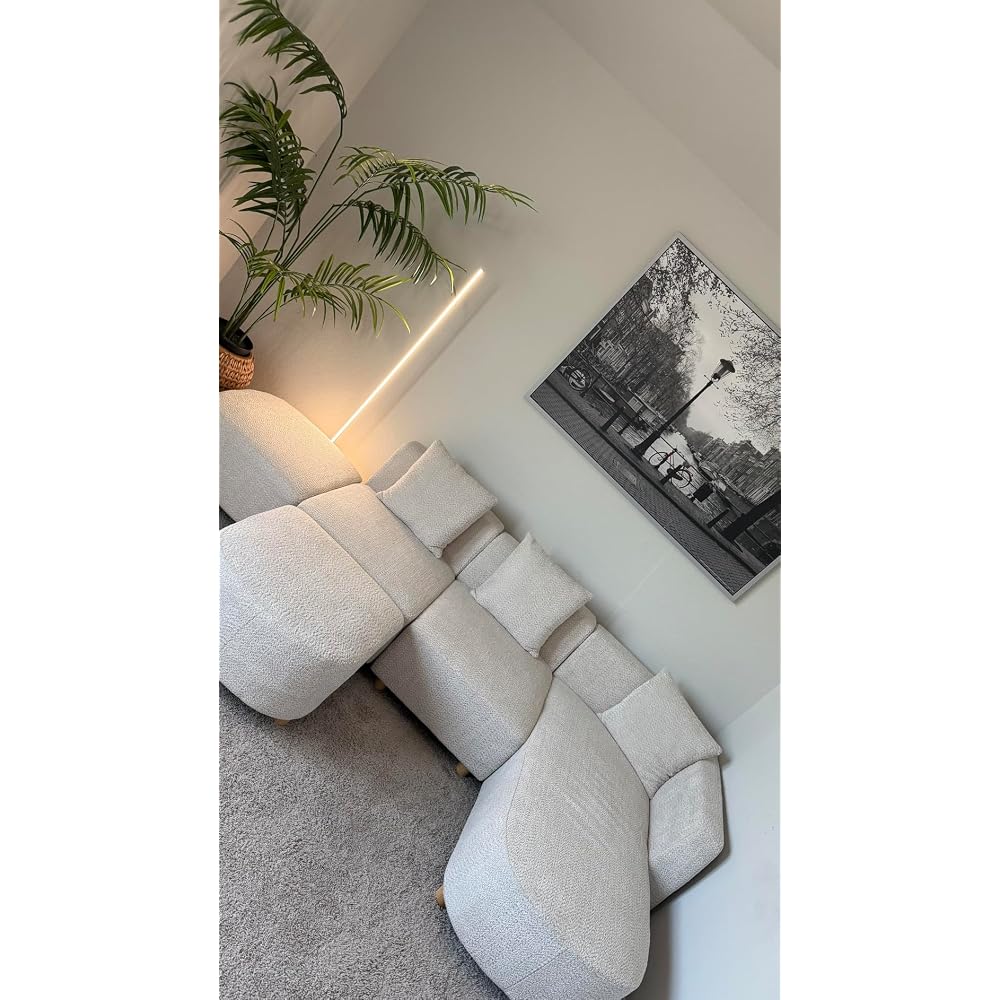 VANOMi 109.84" Modular Sectional Sofa with Pillows, 5-Seater, Boucle Curry